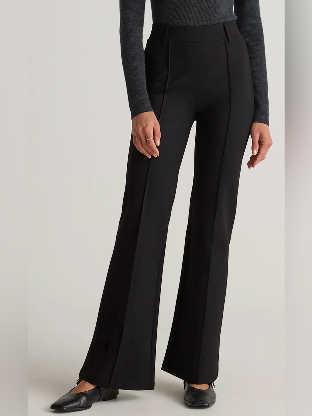 Quince Ultra-Stretch Ponte Flare Leg Pants
